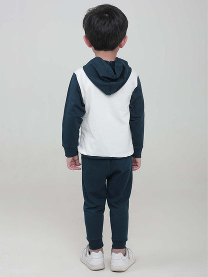 Polka Tots Full sleeve You are Doing Great print Co-ord Set - White & Teal