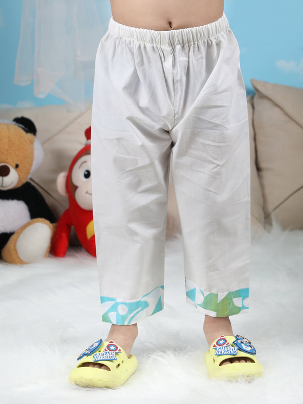 Polka Tots Geometric print Full sleeves Nightwear Kurta pyjama set - Green