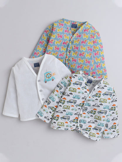 Polka Tots Soft Cotton Pack of 3 Full Sleeves Baby Jhablas