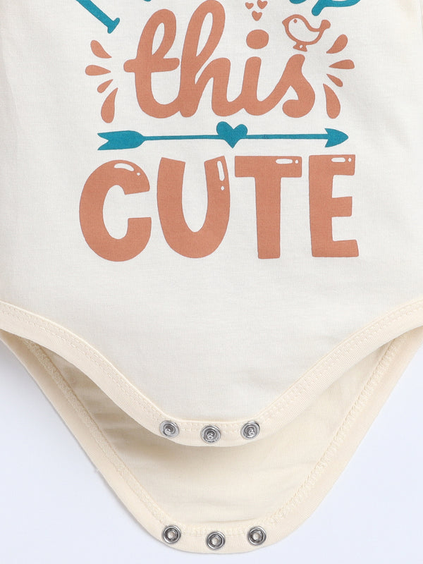 Polka Tots Pack of 3 Soft Cotton Ruffle Half Sleeves Baby Onesies – Quote Prints (Multicolor)