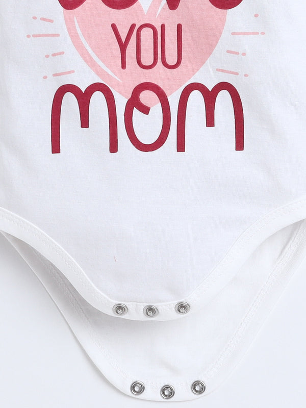 Polka Tots Pack of 3 Soft Cotton Half Sleeves Baby Onesies – Quote Prints (White)