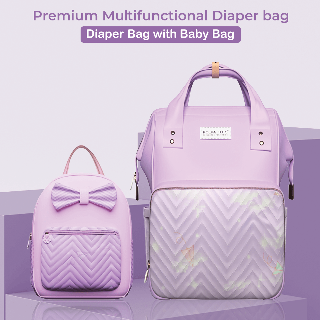 MamaMini Luxe Duo Diaper Bag with Tote and Mini Bag - Purple