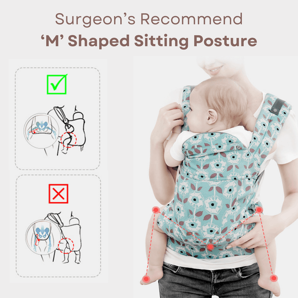Polka Tots Ergonomic Baby Carrier with M Shape Seat & Multiple Carry Positions - Hugsy Baby Carrier (Green)