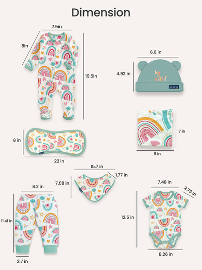 Polka Tots Pack of 10 Rainbow Print Jumbo Newborn Gift Hamper Set - Multicolor