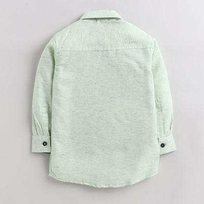 Polka Tots Full Sleeves Crocodile Patch Detailing Shirt - Green