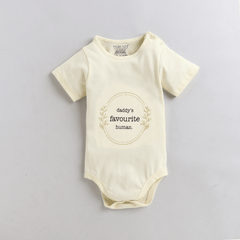 Polka Tots Half Sleeves Daddys Favorite Human Antibacterial Onesie - Yellow