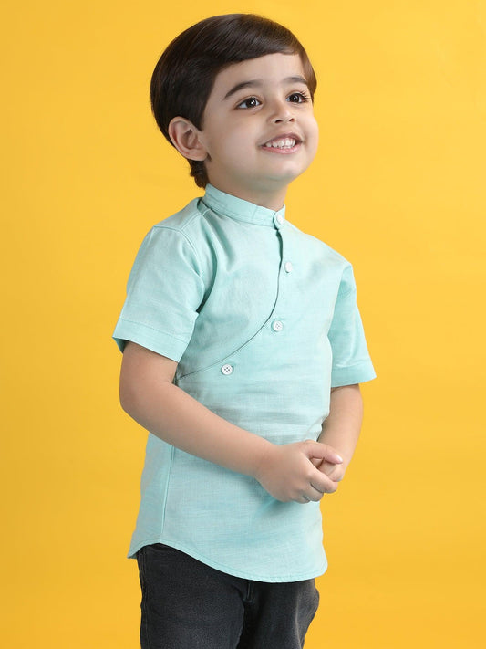 Polka Tots Half Sleeve Kurta - Aqua