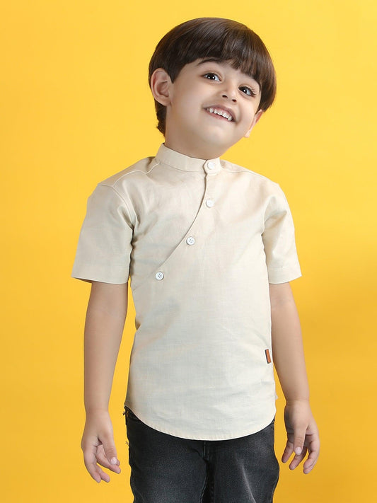 Polka Tots Half Sleeve Kurta - Cream