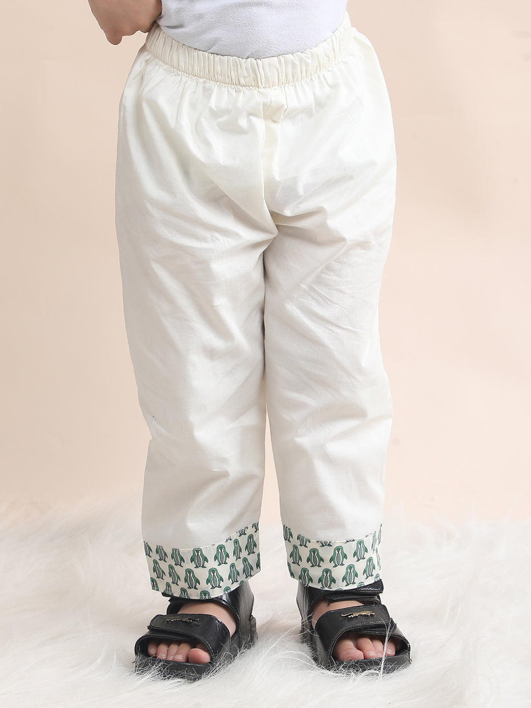 Polka Tots Penguin print Full sleeves Nightwear Kurta pyjama set - Green