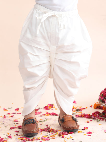 Polka Tots Cotton Full Sleeve Jungle Safari Print Angrakha Top With Dhoti - Pink