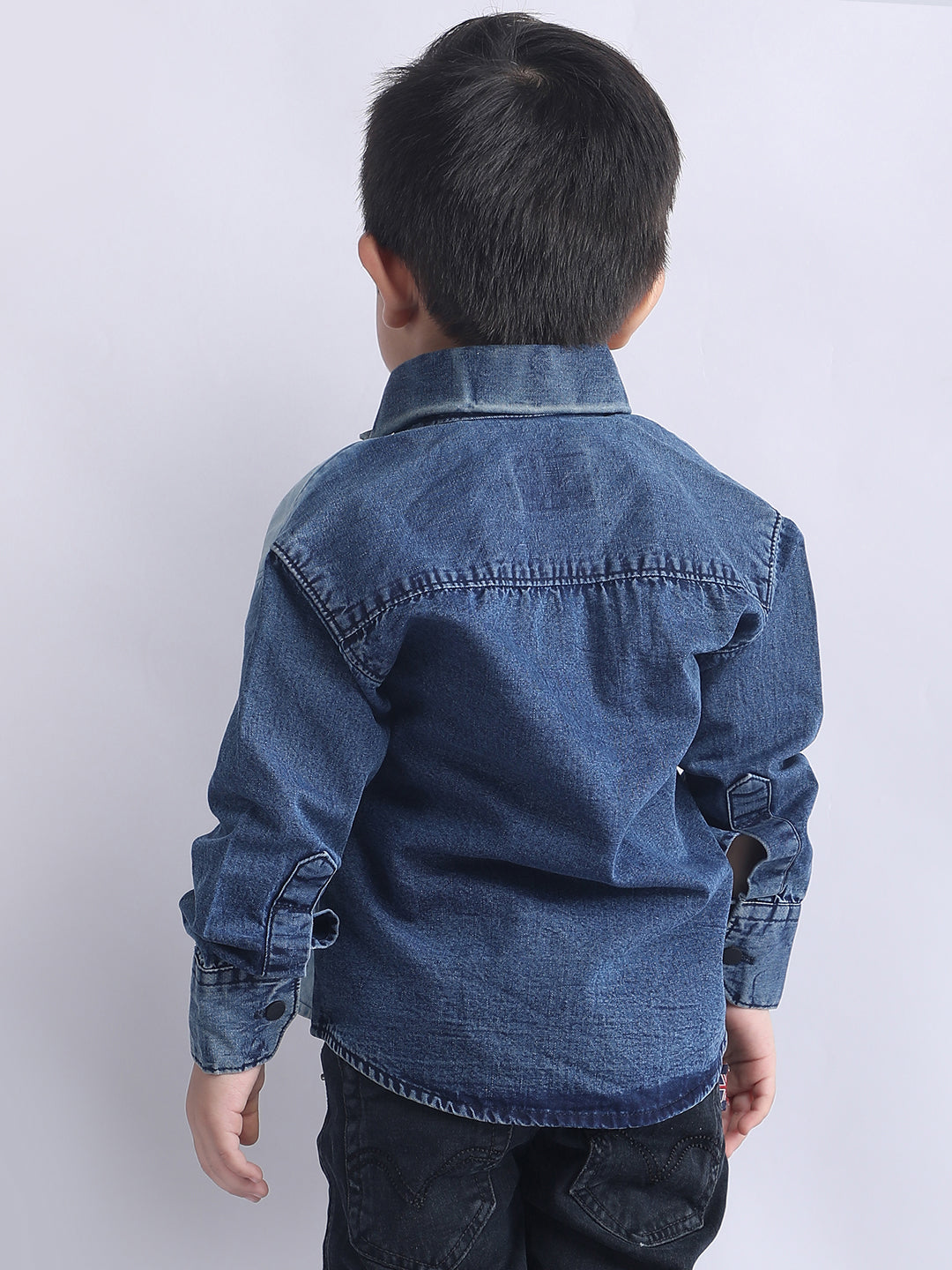 Polka Tots Fly High print Full Sleeves Denim Shirt - Blue