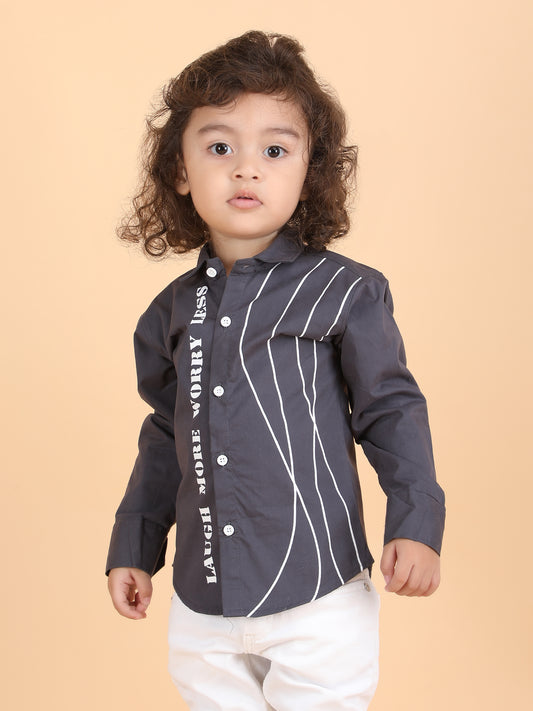 Polka Tots Full Sleeves Shirt - Grey