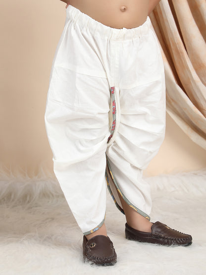 Polka Tots Cotton Full Sleeve Auto Rickshaw Angrakha Top With Dhoti - Green