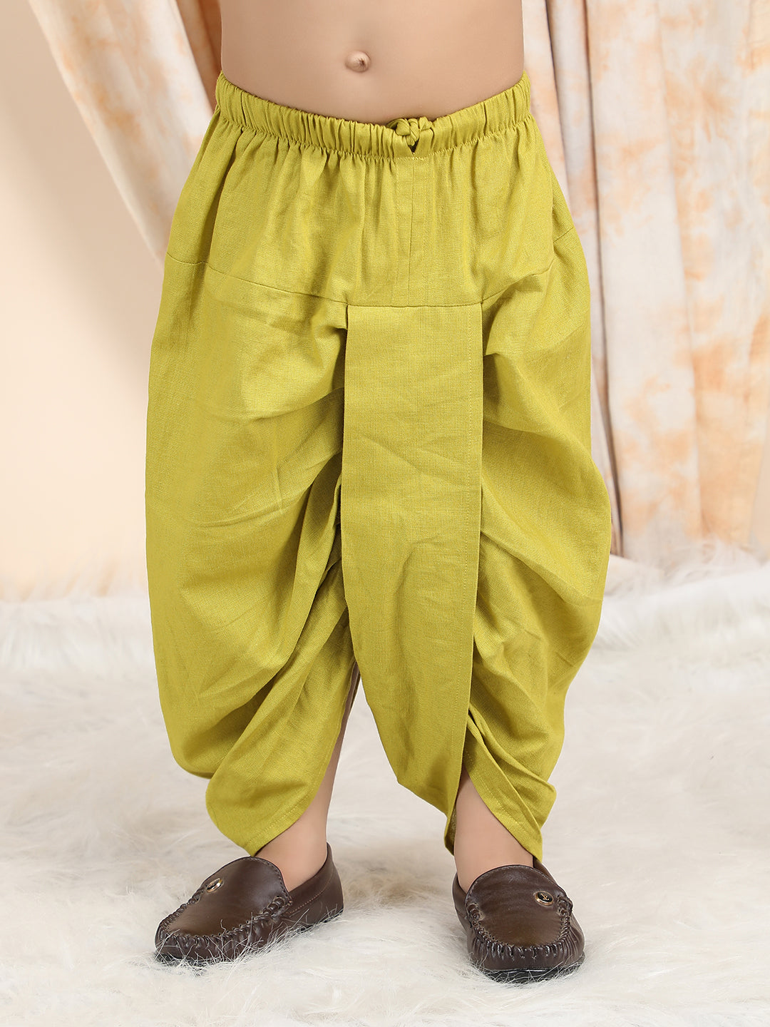 Polka Tots Full Sleeve Ethnic Print Kurta with Dhoti Set - Green