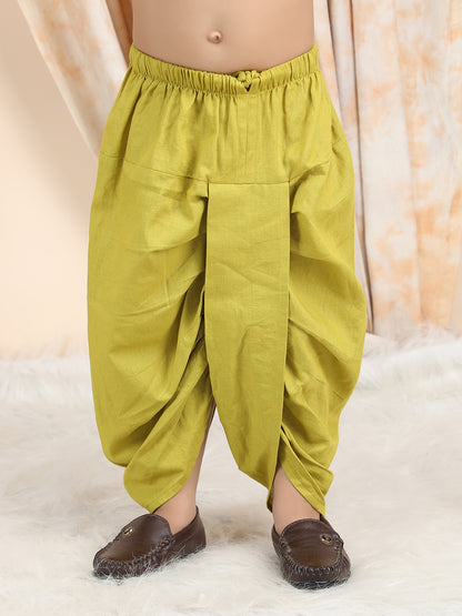 Polka Tots Full Sleeve Ethnic Print Kurta with Dhoti Set - Green