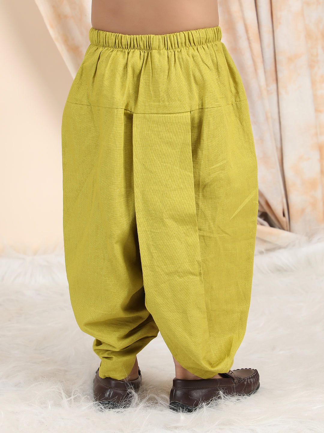 Polka Tots Full Sleeve Ethnic Print Kurta with Dhoti Set - Green