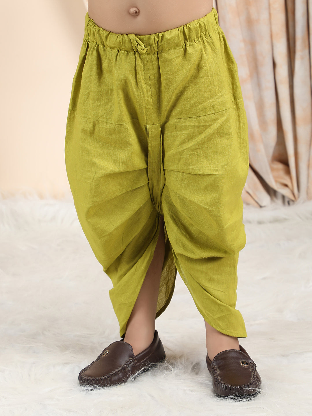 Polka Tots Cotton Full Sleeve Airplane Print Angrakha Top With Dhoti - Green