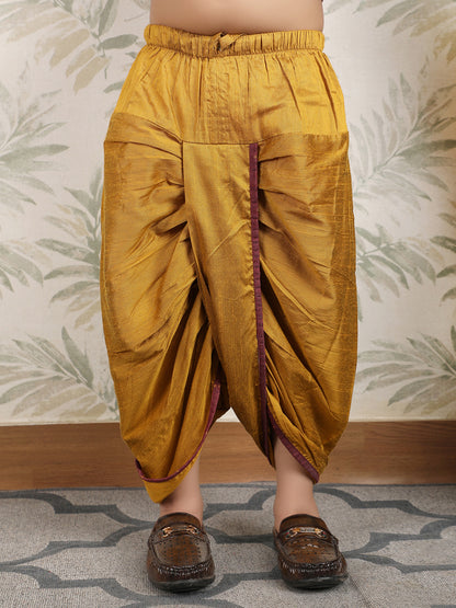 Polka Tots Full Sleeve Angrakha Top With Dhoti - Maroon