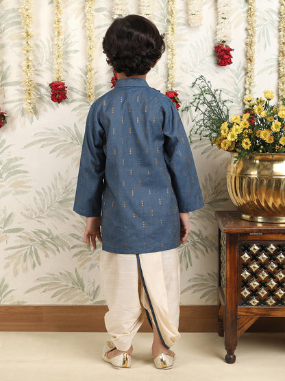 Polka Tots Full Sleeve Angrakha Top With Dhoti - Grey