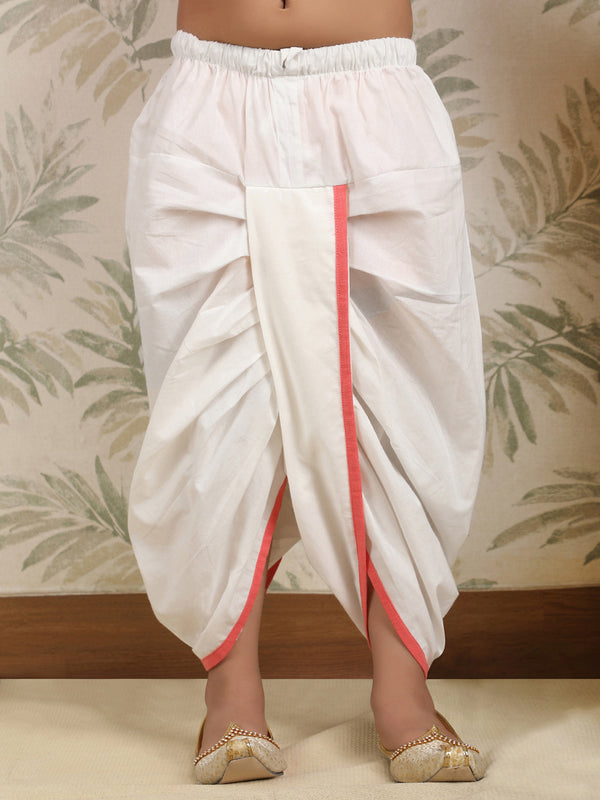 Polka Tots Full Sleeve Angrakha Top With Dhoti - Peach
