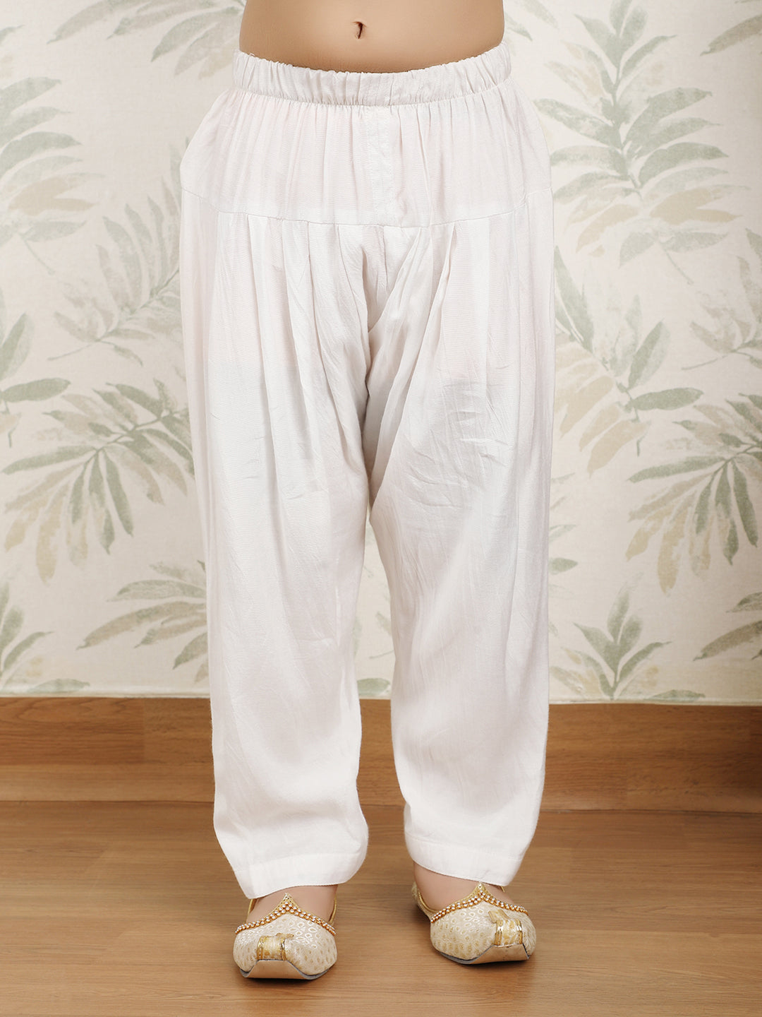 Polka Tots Full Sleeves Textured Pathani Kurta Set - White