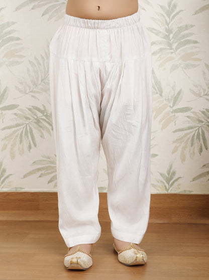 Polka Tots Full Sleeves Textured Pathani Kurta Set - White