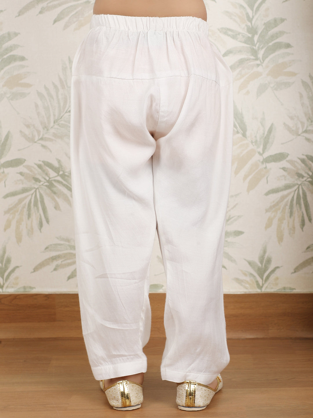 Polka Tots Full Sleeves Textured Pathani Kurta Set - White