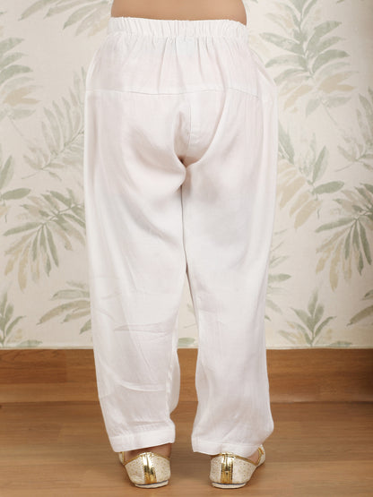 Polka Tots Full Sleeves Textured Pathani Kurta Set - White