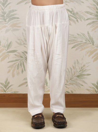 Polka Tots Full Sleeves Pathani Set - Brown