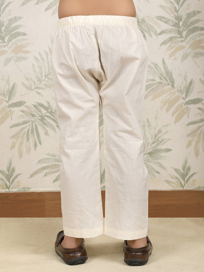 Polka Tots Full Sleeve Citrus Embroidered Ethnic Kurta Pyjama Set - Green