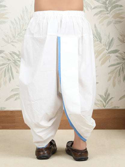 Polka Tots Full-Sleeve Cotton Angrakha Kurta with Dhoti - Blue