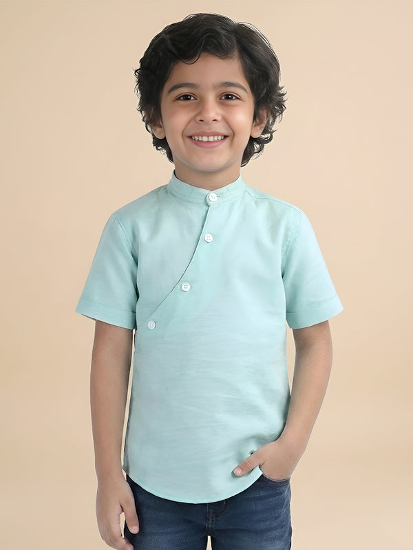 Polka Tots Half Sleeve Kurta - Aqua
