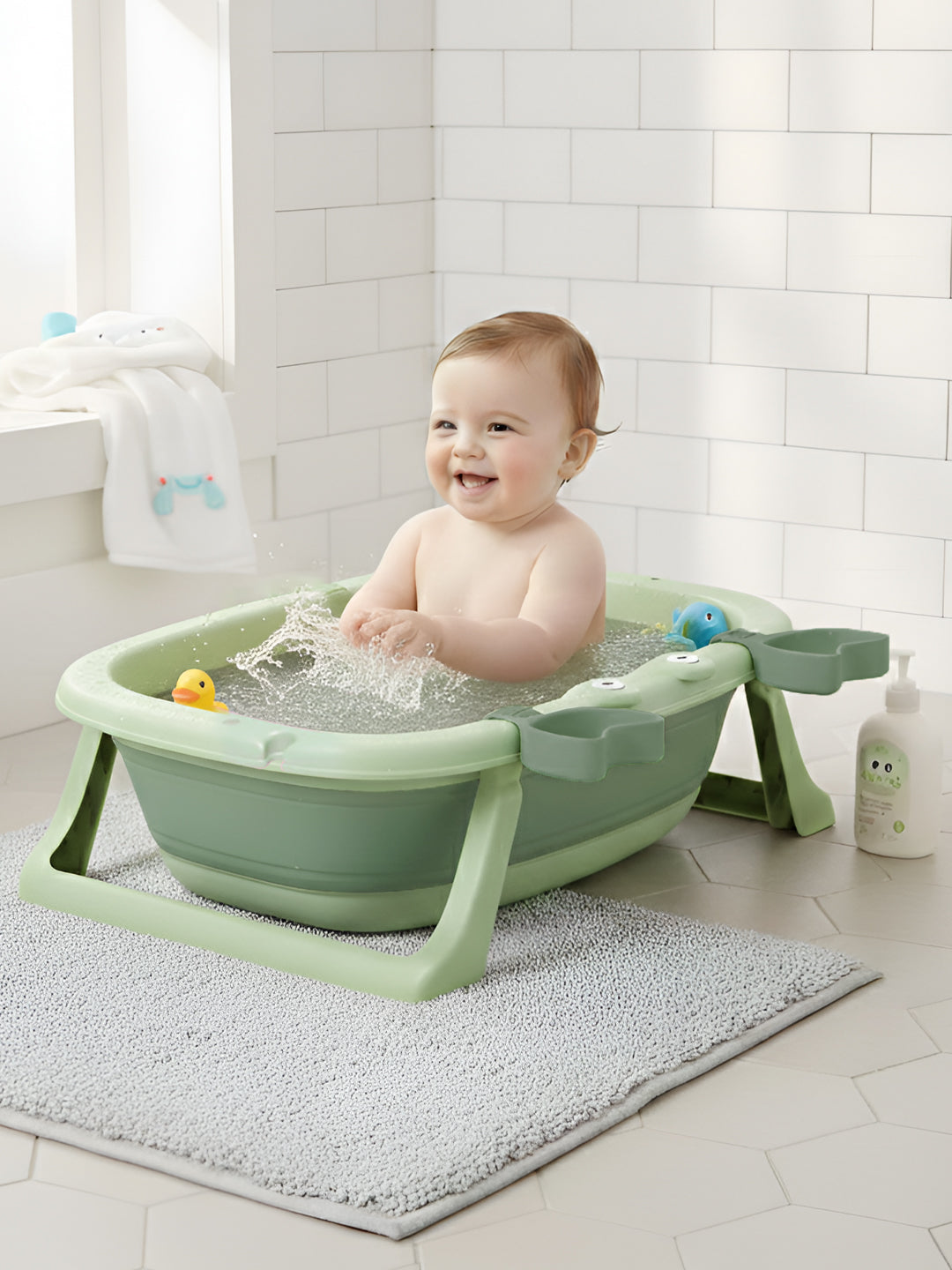 green bath tub for baby