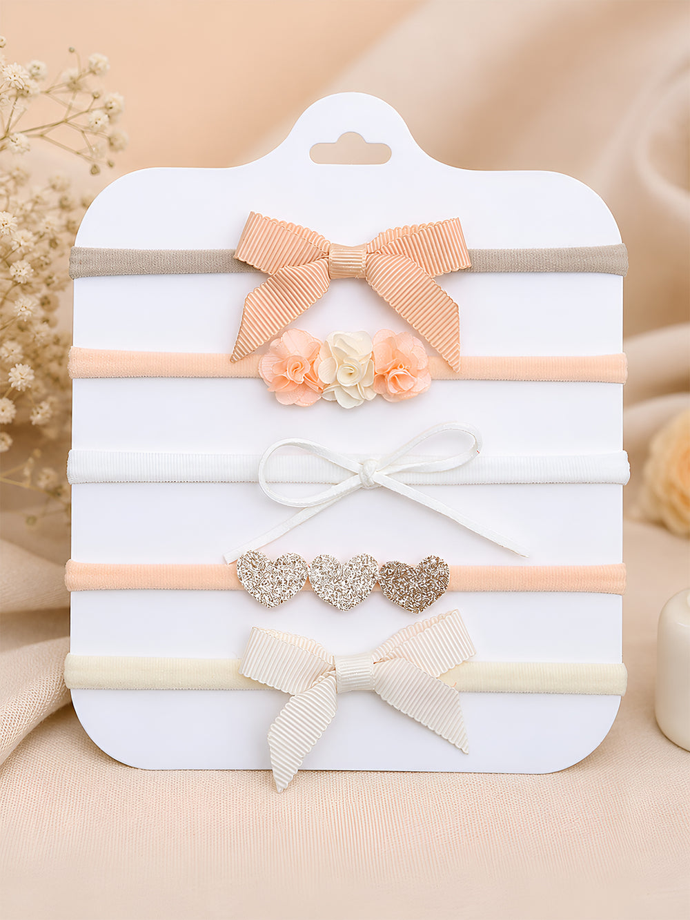Pack of 5 Floral & Bow Headbands Set