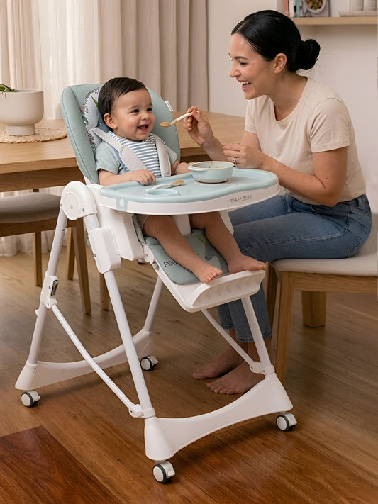 Polka Tots ChicChow Chariot 16 positions Unicorn Design High Chair - (Green)