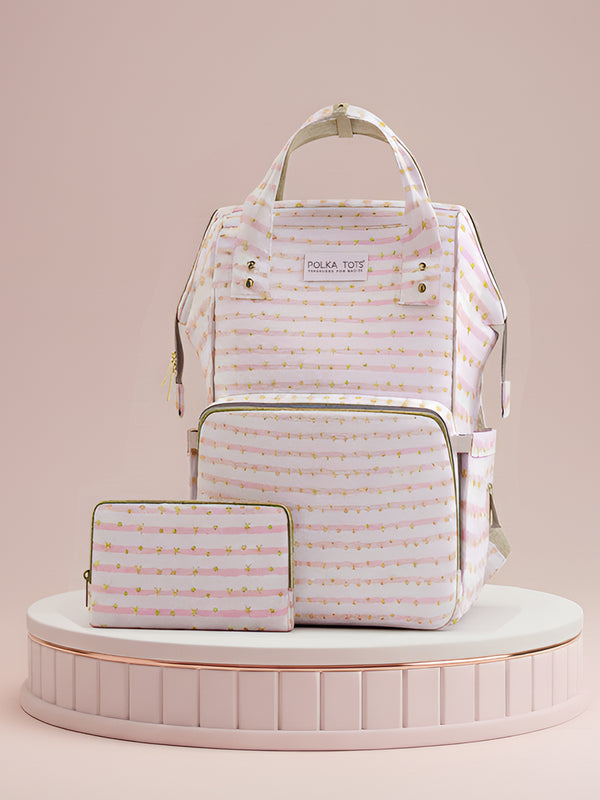 Multifunctional Premium Diaper Backpack Bag with Pouch | Star Print