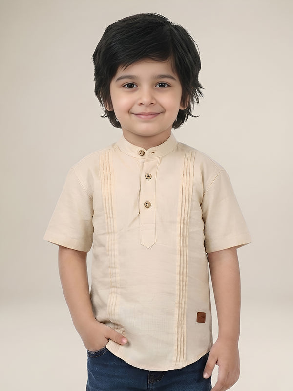 Polka Tots Half Sleeve Kids Kurta - Cream