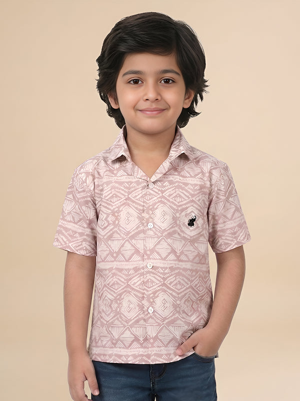 Polka Tots Half Sleeves Abstract print Shirt - Pink