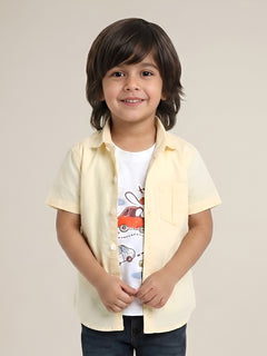 Polka Tots Half Sleeve Travel print T-shirt shirt - Yellow