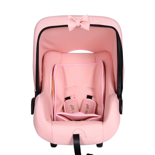 5 in 1 Multi Purpose Baby Car Seat Cum Carrycot with Fancy Bow Tie (Pink)