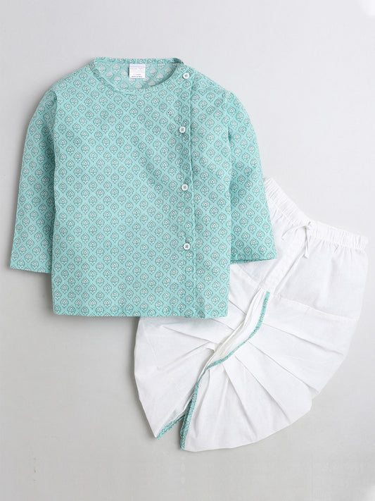 Polka Tots Dhoti Kurta Set for Boys 100% Super Soft Cotton Traditional Ethnic Wear For Kids - Blue