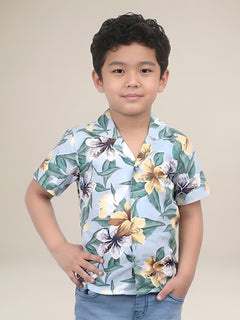 Polka Tots Half Sleeves Floral print Shirt - Green