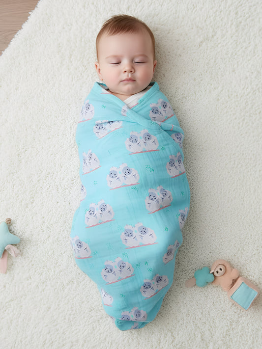 Polka Tots Muslin Swaddle Organic Cotton (Sheep)