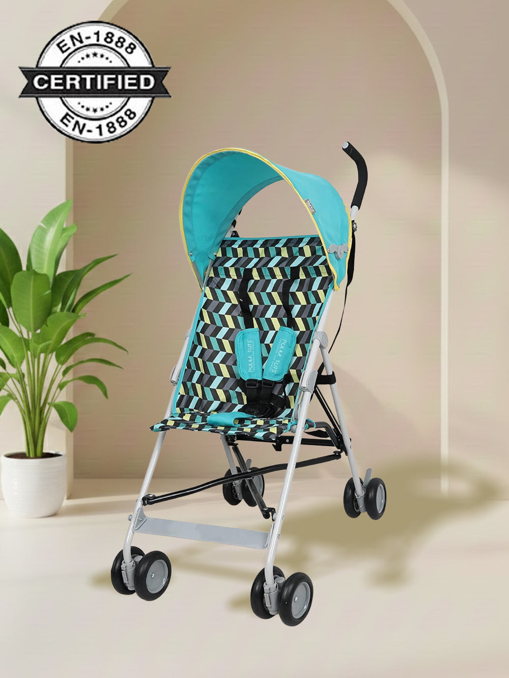 Polka Tots Compact Stroller for Newborn Foldable Pram for Babies EasyDrift Buggy Stroller (ZippiZest - Green)