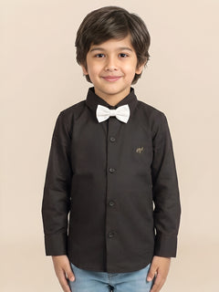 Polka Tots Full sleeves solid shirt - Black