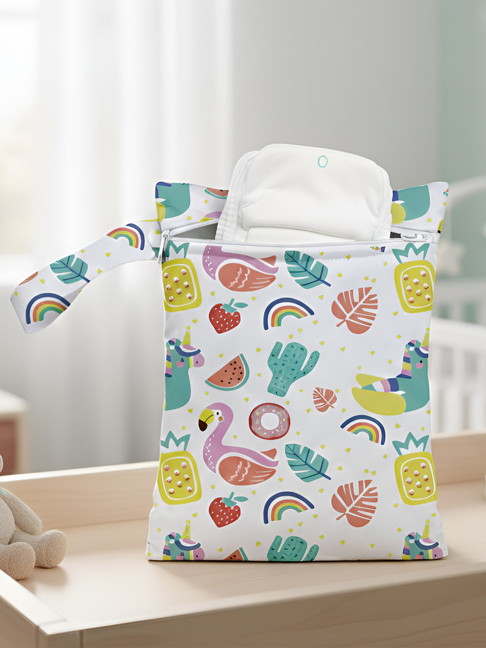 Waterproof Wet Bag Pouch with Zipper (Picnic) - White