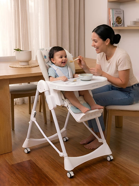 Polka Tots ChicChow Chariot 16 positions Elephant Design High Chair - (Cream)