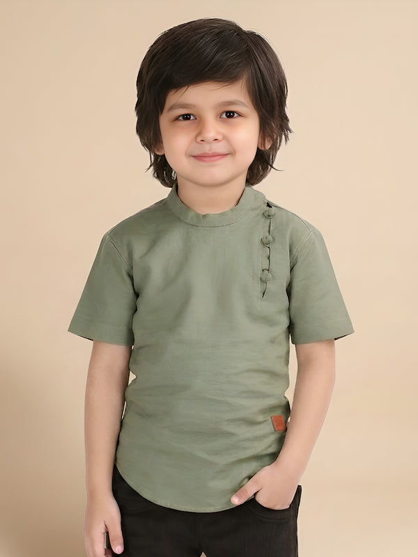 Polka Tots Half Sleeve Kurta - Green