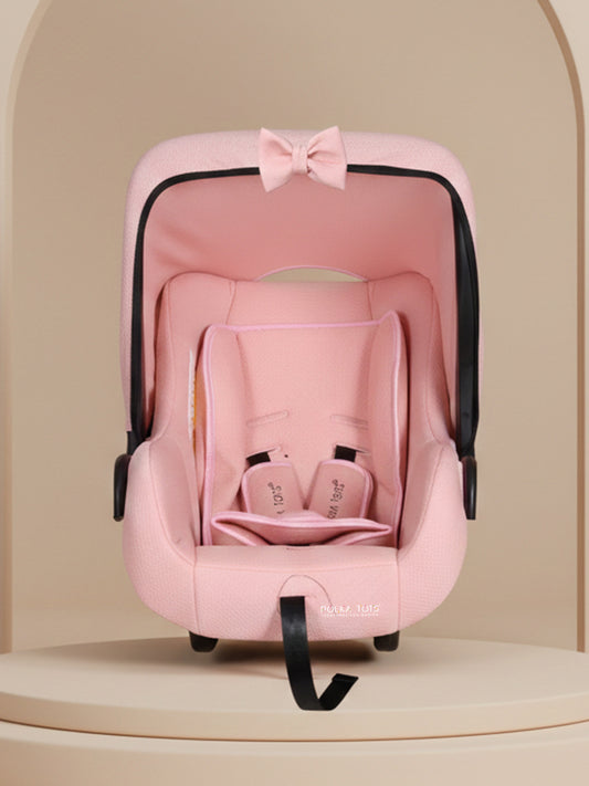5 in 1 Multi Purpose Baby Car Seat Cum Carrycot with Fancy Bow Tie (Pink)