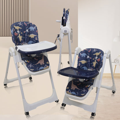 Polka Tots Twist n’ Taste 3 in 1 Convertible Dino Design High Chair - (Blue)